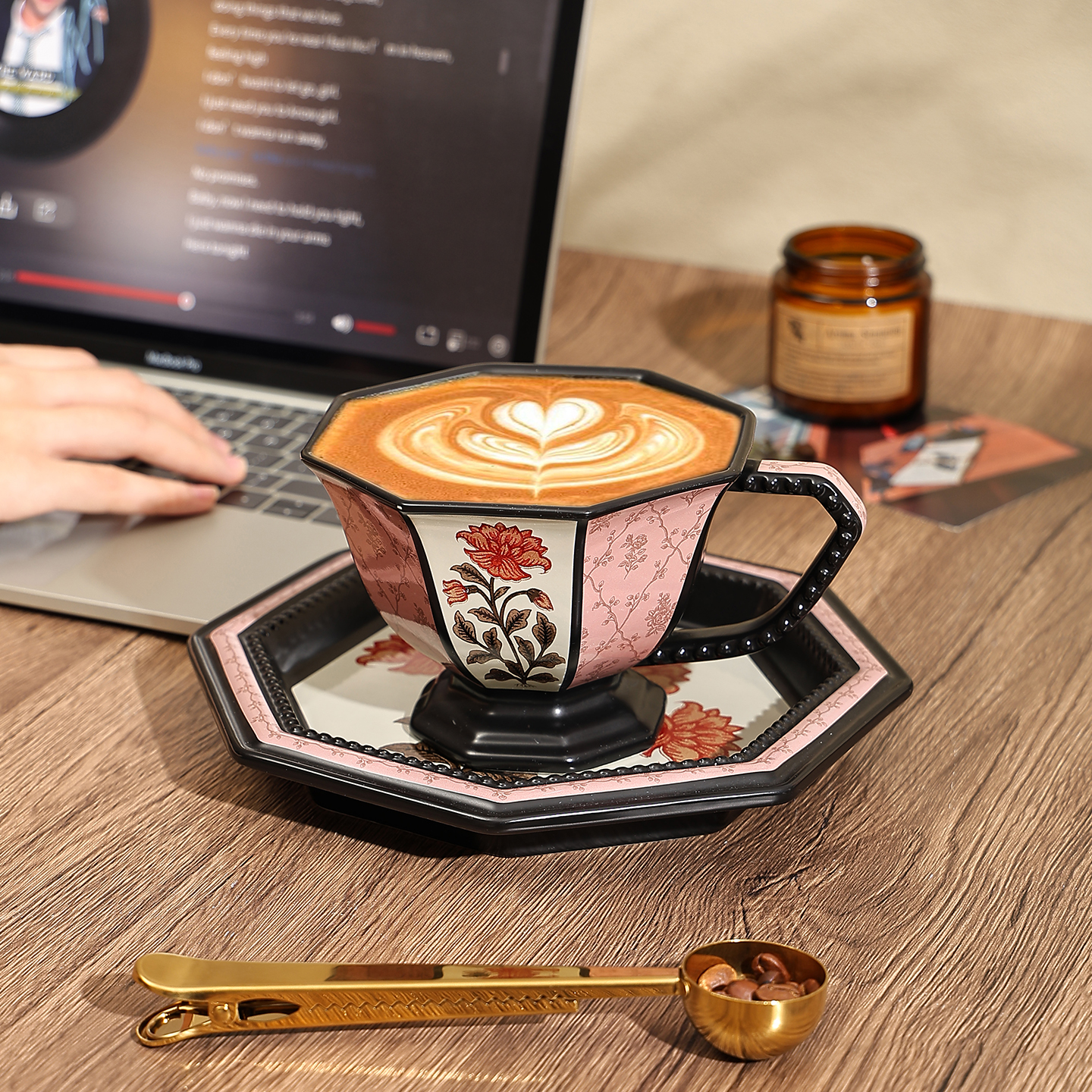 马克杯陶瓷杯碟套装复古水杯子