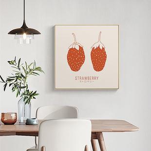 餐食时光 饰画美食水果饭厅厨房挂画双联樱桃草莓红色 北欧餐厅装