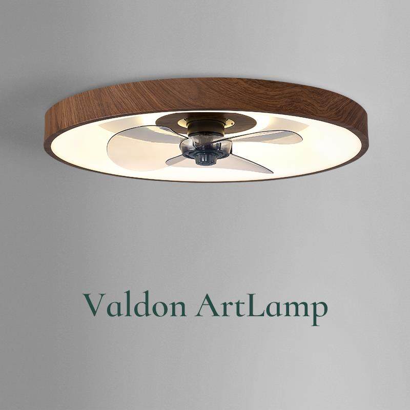 华之灯 风扇卧室灯现代中式胡桃木色一体主卧书房餐厅吊扇吸顶灯