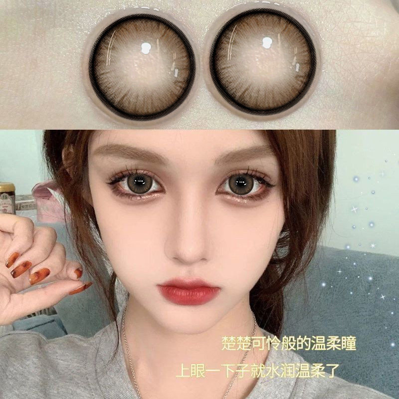 棕色美瞳半年抛小大直径纯欲混血感隐形眼镜正品官方旗舰店女艾晶图片