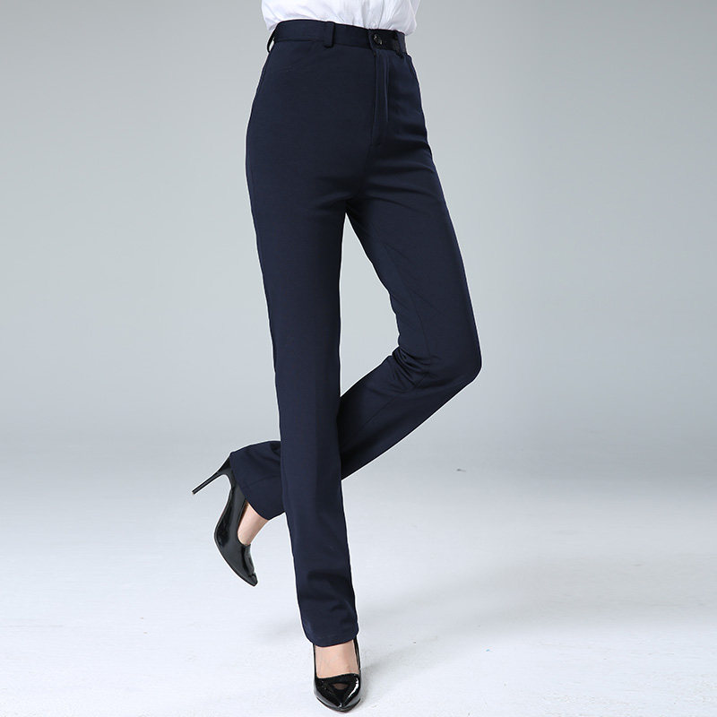 春秋女士西装裤黑色弹力直筒职业正装工作服工装女裤子加长加大码