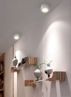 超薄led明装小射灯可调过道吸顶背景墙壁画免开孔天花筒灯3W5W7W