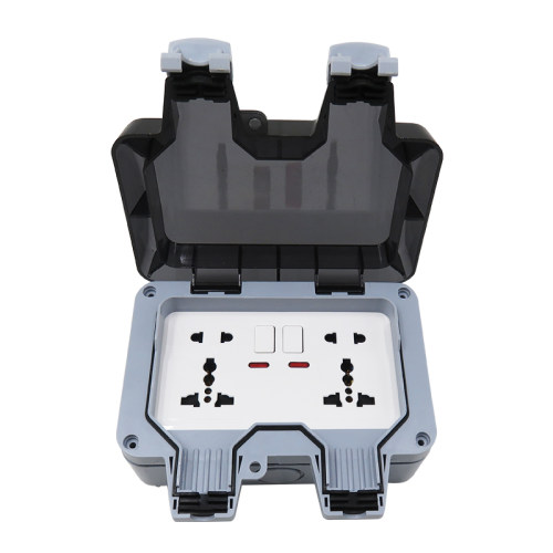 KAKN防水盒插座二开两位多功能五孔充电防暴雨明装浴室家用户外