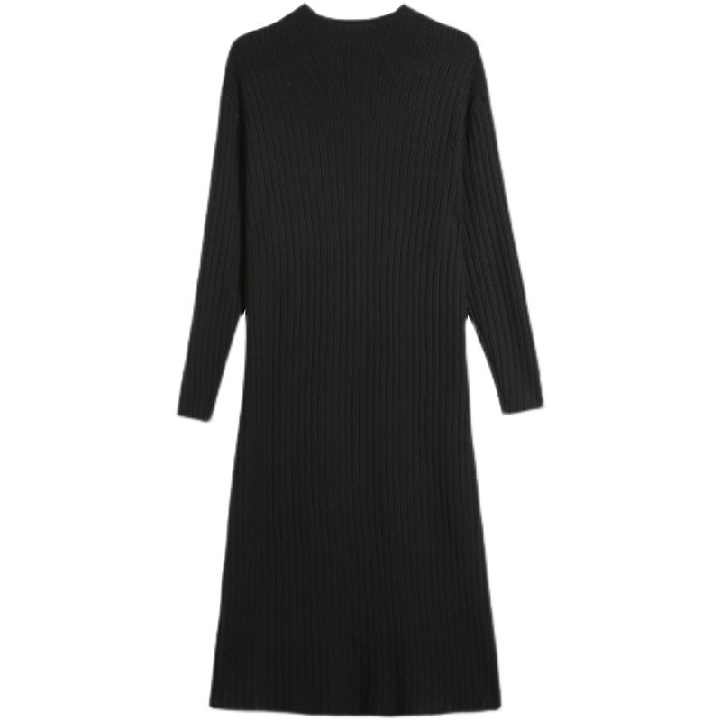 半高领毛衣裙针织连衣裙内搭秋冬女中长款过膝加厚打底长裙配大衣