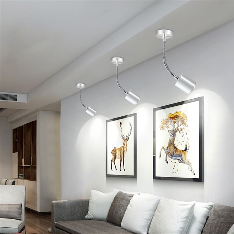 led明装软管射灯加长轨道灯3w5w7w客厅背景墙自由管吸顶射灯照画