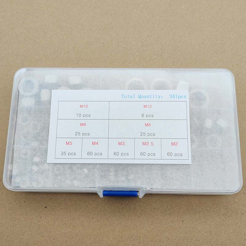 341pcs盒装M2-M12不锈钢304 DIN934六角螺母螺帽带镊子组合套装