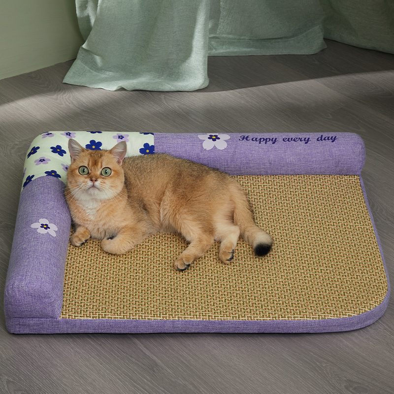 猫窝四季通用可拆洗藤编凉席降温夏季猫用沙发床头柜猫窝宠物用品