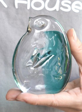 纯手工玻璃小摆件企鹅桌面装饰动物摆设创意生日礼品纸镇工艺品