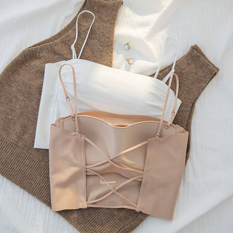 交叉美背抹胸防走光外穿带胸垫小胸聚拢薄款黑色性感无痕文胸罩夏,女装/女士精品,抹胸,淘宝优惠券,粉丝福利购,淘宝优惠卷