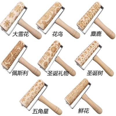 Christmas rolling pin 圣诞印花擀面杖 曲奇饼干激光雕刻擀面杖