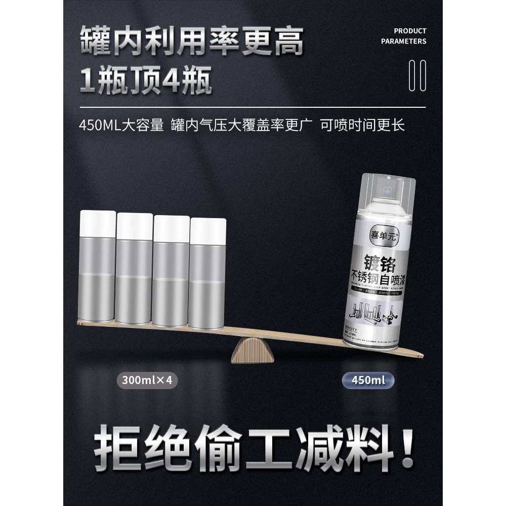 不锈钢专用自喷漆整箱镀铬镀锌电镀免除锈金属防锈银粉银色油漆罐