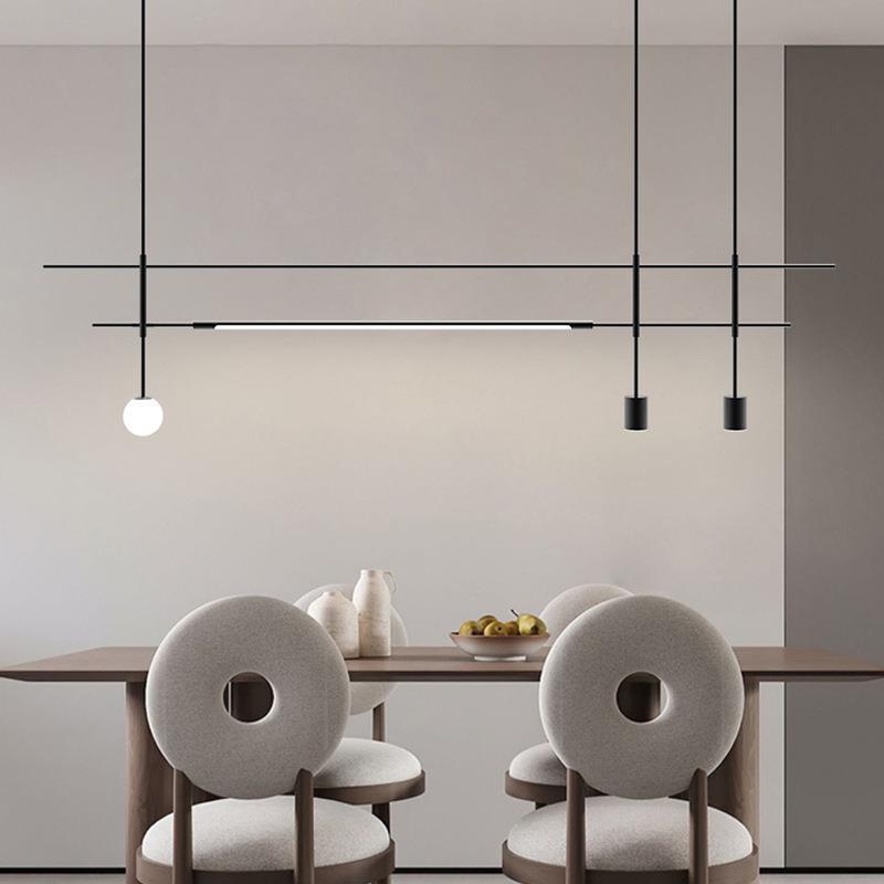 工程灯具简约创意前台接待区售楼部会所酒店吧台办公超长长条吊灯