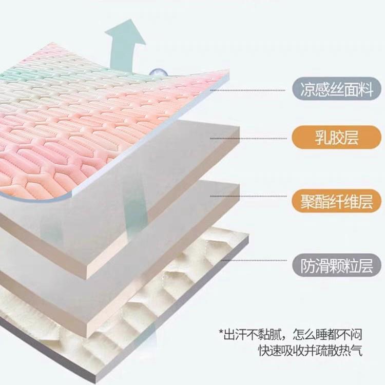 夏季炫彩冰丝乳胶凉席三件套床裙款单件凉感丝床单家用空调软凉席