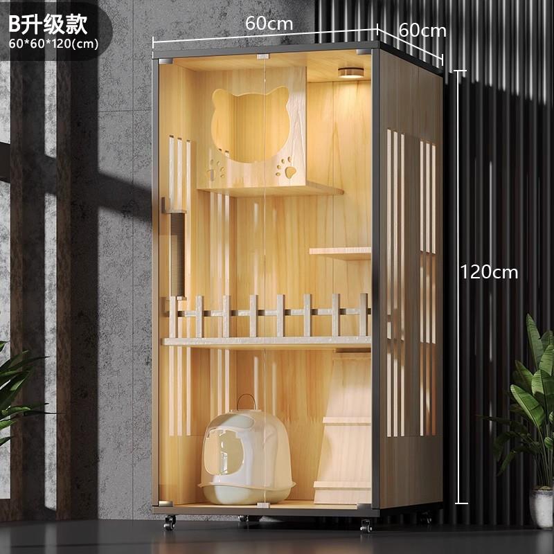 猫别墅实木猫笼子猫舍家用猫窝展示柜两层猫咪繁殖繁育笼超大猫屋