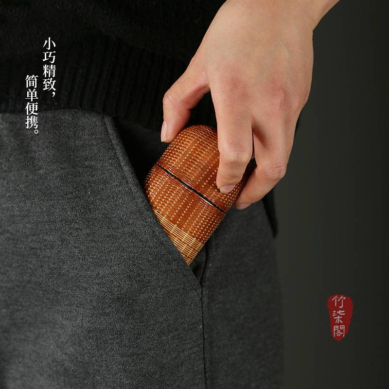 非遗纯手工竹丝竹编保温杯竹杯纯钛小巧旅行便携钛杯迷你泡茶水杯