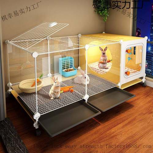 透明观景兔笼兔子专用笼子带厕所家用大号室内养宠物豪华别墅