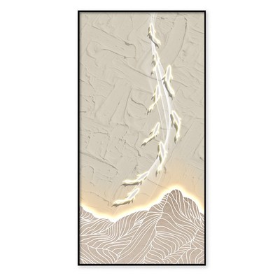 年年有余入户玄关装饰画正对门背景墙画九鱼送福餐厅客厅走廊挂画