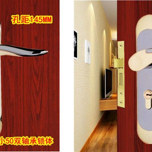 小50双轴承房间门锁卧室锁具执手钢实木套装钛黑旧门换锁铜锁体