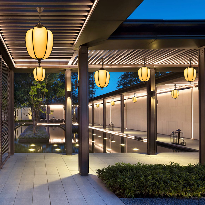 新中式户外吊灯防水庭院中山灯具厂家古建筑走廊室外凉亭杨桃灯