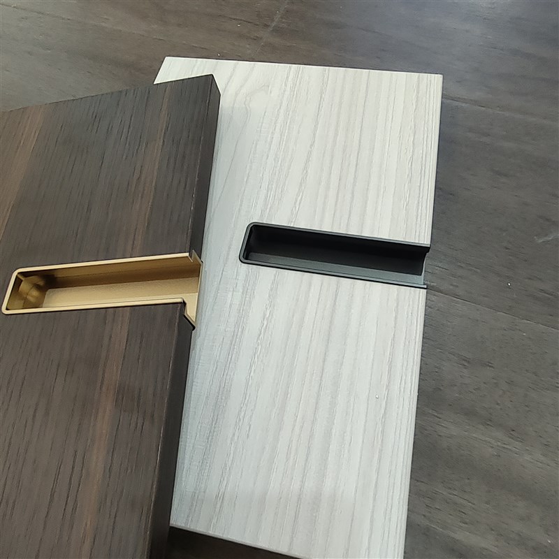 极简窄边U形嵌入式拉手横装衣柜门把手抽屉开槽暗装黑色隐形拉手