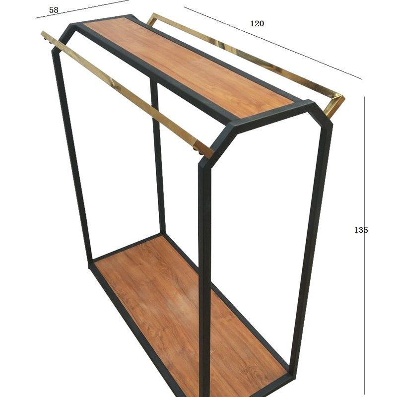 服装店双杠中岛架铁艺落地双排服装展示架侧挂男女货架双面挂衣服