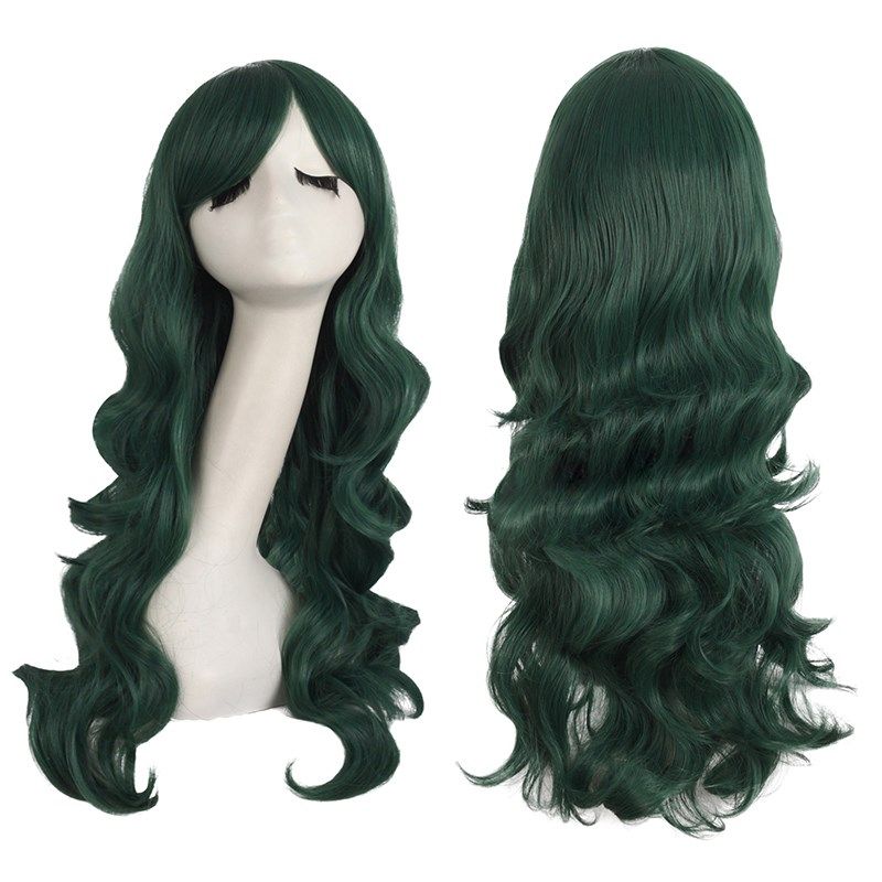 潼漫 假发女长发动漫cos大波浪长卷发墨绿色齐斜刘海高温丝全头套,美发护发/假发,演出假发,淘宝优惠券,粉丝福利购,淘宝优惠卷