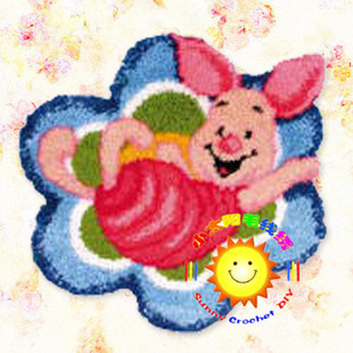 cc段段绣/毛线绣/地毯绣/绒绣/钩针绣 地垫 坐垫 欢乐猪(2件包邮