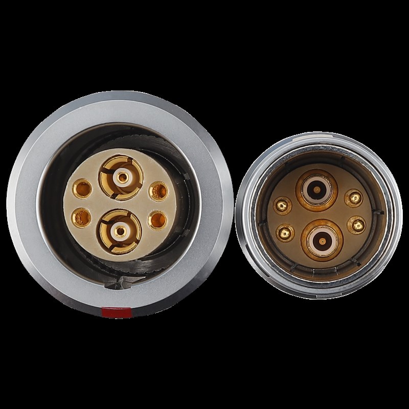 M18开口双同轴加4信号连接器 混装连接头 FGG EGG 3B 4+2插头插座