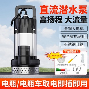 直流潜水泵农用抽水机12V24V48V60V72V大流量家用电瓶车浇灌泵