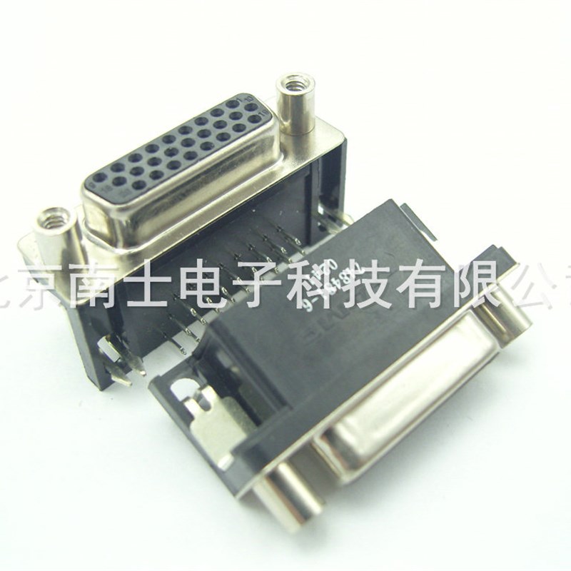 AMP 安普 748481-6 HDR26母头 DR26孔 DB26 90度弯脚插板式焊板式