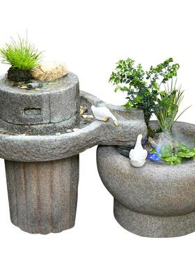 水EHB中式庭仿院磨石流景观网红小院布置造景鱼池花园装饰摆件