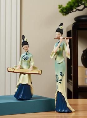 国BXM风客祇此青绿摆新中式古风仕女件高档厅玄关酒柜轻奢中艺术