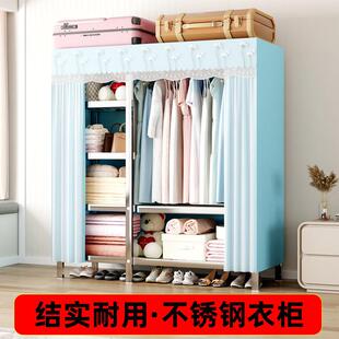 不室布衣柜结128-1锈实耐用全钢架出租钢房金属组装简易衣柜衣橱
