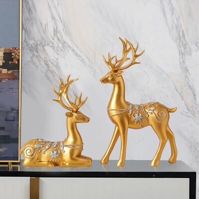 摆客电视玄关装饰创SS2001意新中式轻奢高厅级感吉祥梅件花鹿柜家