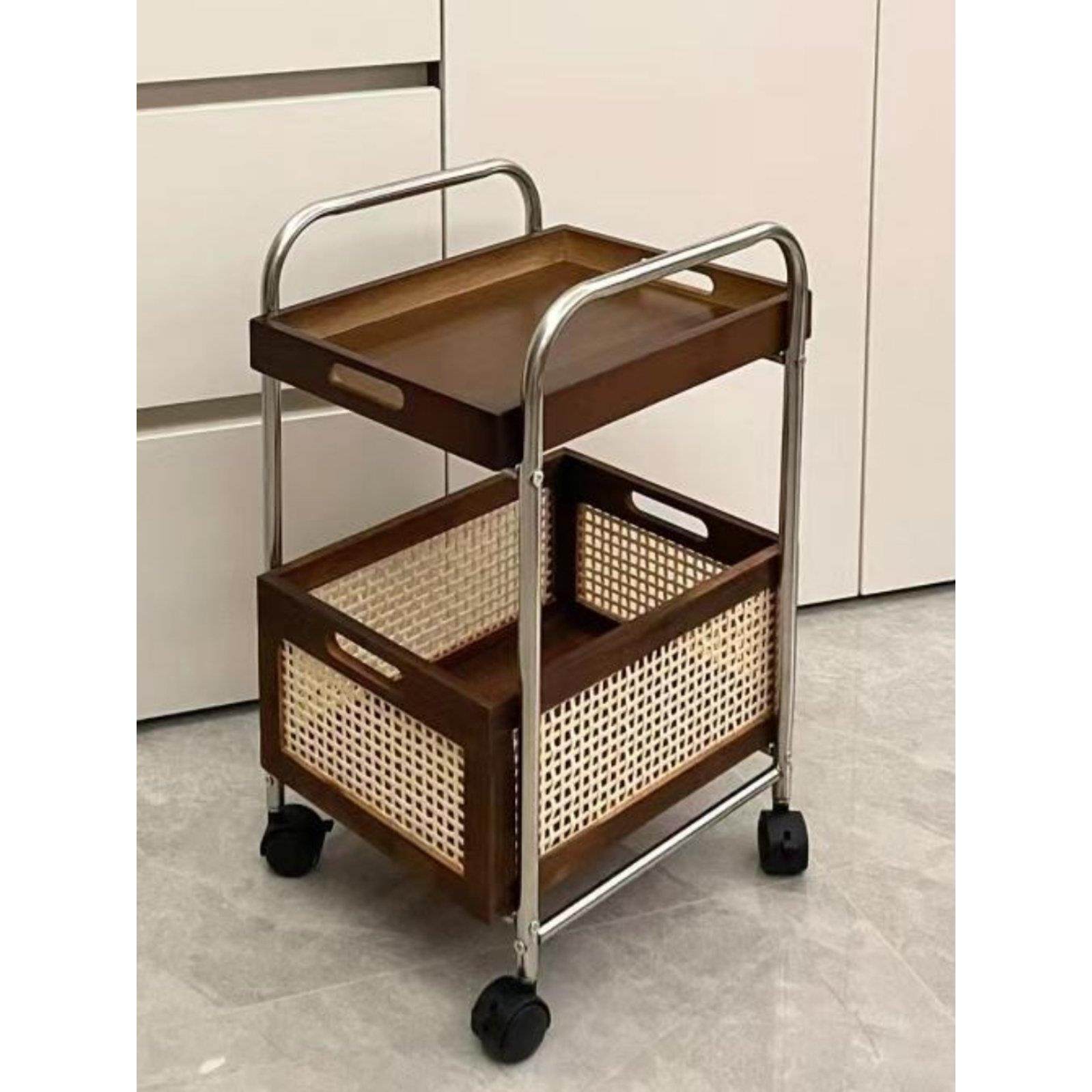 中古实木边几可动小推车沙发边水柜置物/柜客茶架高移级厅藤编侘,住宅家具,移动边几/推车,淘宝优惠券,粉丝福利购,淘宝优惠卷