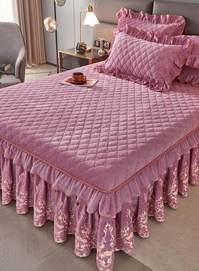 隐藏拉炼IFB绒可拆卸可洗婴天鹅绒床裙三法兰珊瑚绒套加厚绗和缝