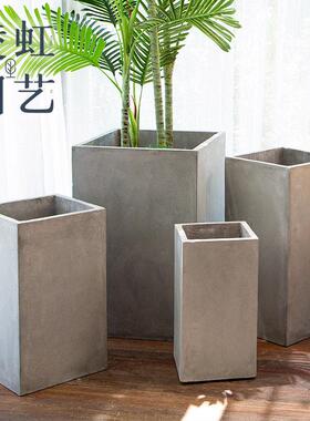 高款方简AYH形水泥阳花盆大镁花盆约客厅泥台绿植盆栽户外轻奢高