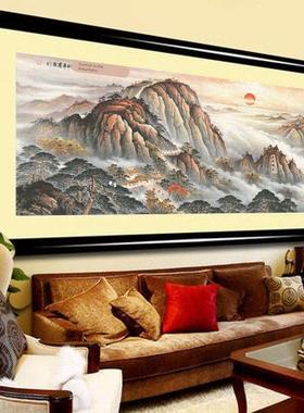 2大卡 Y11CT四格股满绣204新款花印十字绣日出泰山名画客厅大幅风