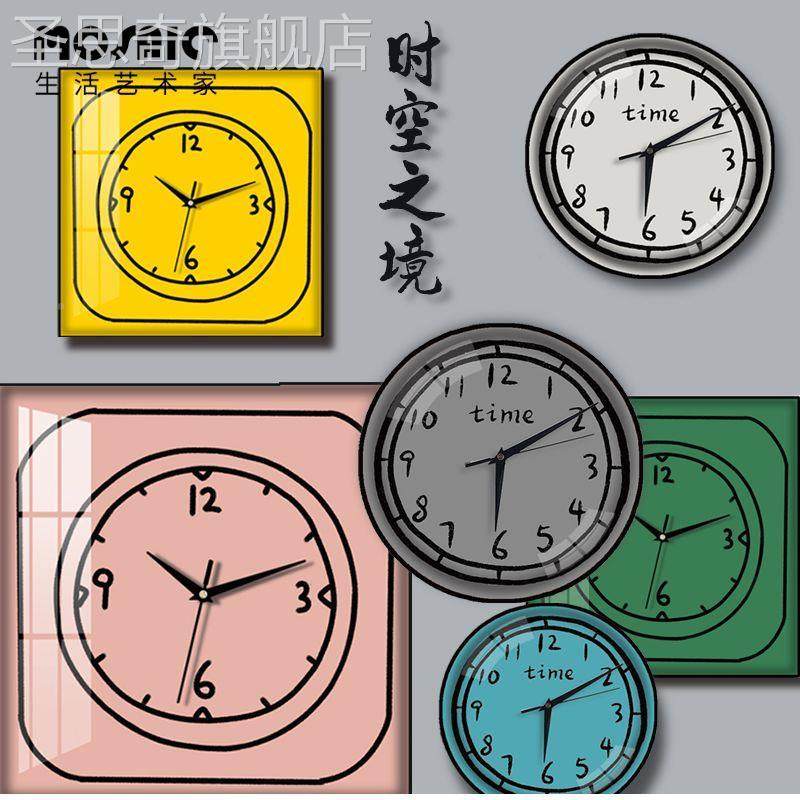 约代网红小极欧众北简简电现时钟画正方21614573形挂钟表箱遮挡静