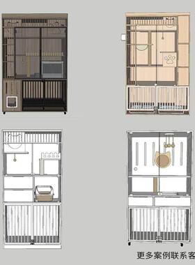 墅猫狗窝一台体组合别上猫下狗定制RJS实木阳猫柜一体设计定柜做