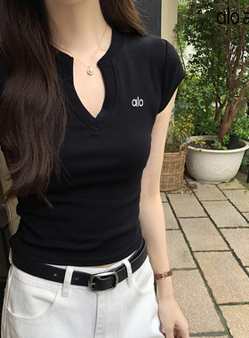 ALO ACTIVE速干瑜伽短袖T恤女弹力修身显瘦跑步运动健身骑行上衣