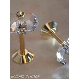 轻奢简约窗帘水晶挂钩墙挂钩玻璃水晶金属直杆窗帘带墙挂钩装饰配