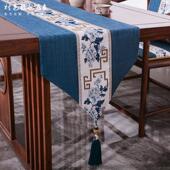 新中式 桌旗禅意茶席茶几桌布餐桌长条装 饰布艺现代简约电视柜盖巾