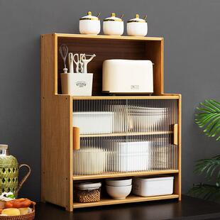 采购产品带门的厨房架，多层地板站立的防尘餐具，盘子，电器，锅