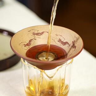 宜兴原矿紫砂茶漏全手工刻绘斗笠茶滤茶道配件茶叶过滤器家用茶隔