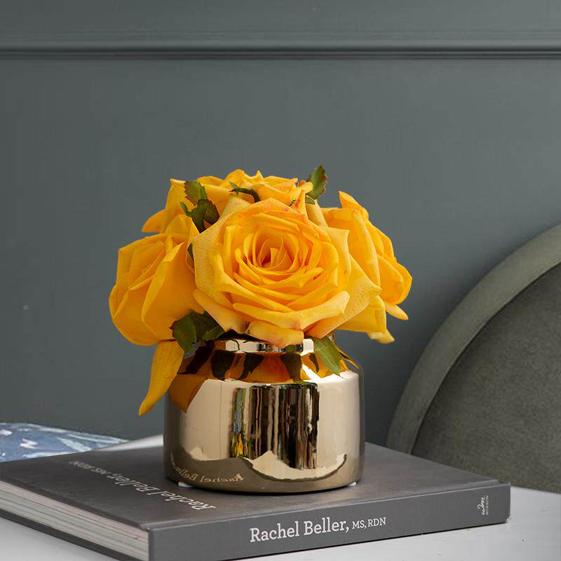 桌奢可水洗湿感玫瑰花仿真假花桌束面轻茶几书装饰小摆件简gyyxhy