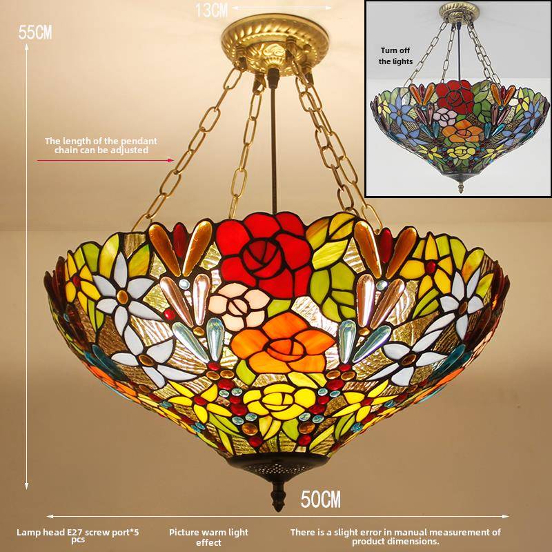 欧和美国古OOL蒂凡覆尼灯吊书灯玻璃圆顶帐篷吊灯餐厅洲房卧室走