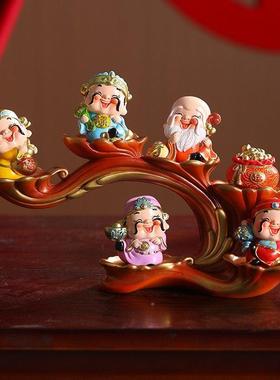 五福财神爷WVB摆件档玄关电视柜创意高装饰店铺开业迁乔送品人礼