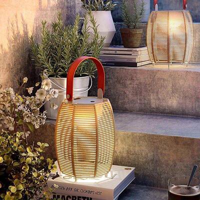 户外防水太阳能手灯坪灯花园提别灯墅室外露营灯草C8005手工编织