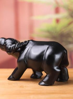 天然牛黑玉牛摆件厅黑曜石黑色水墨牛摆件QVF客玄关风水招财生肖